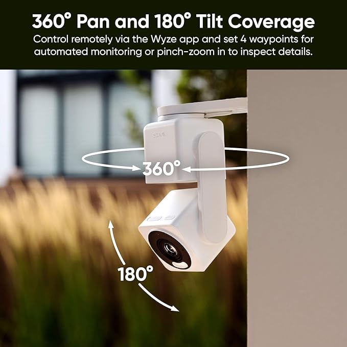 WYZE Cam Pan v4, 4K Smart Security Camera, AI Indoor/Outdoor Cameras for Home Security, Baby & Pet, Color Night Vision, 360° Pan/Tilt/8 x Digital Zoom, 2.4G & 5G, Works with Alexa & Google Assistant