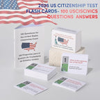 US Citizenship Flash Cards 2025 | 100 USCIS Civic Flash Card (Questions & Answers) | Bilingual English & Spanish Naturalization Test Study Guide | Includes Booklet & Portable Cards Ideal Gifts