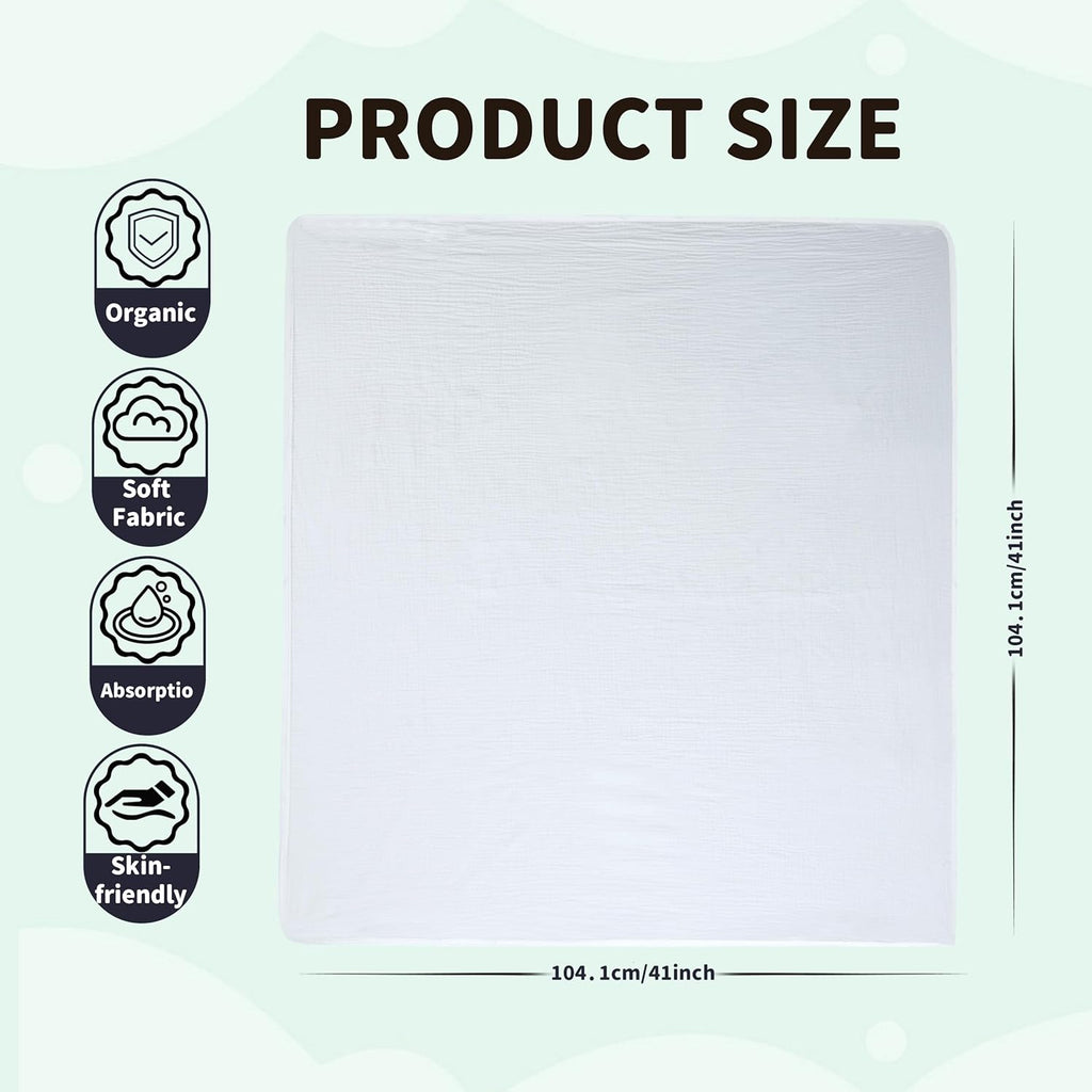 Muslin Swaddle Blankets for Newborn, 2 Pack Breathable Soft Receiving Blanket, Large 41 x 41 inches Swaddle Wrap Burping Clothes, Essentials Infant Shower Items. (Beige & White)
