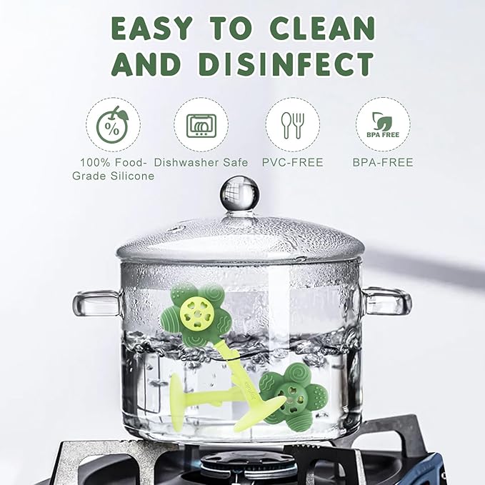 Baby Teething Toys and Rattle 2-in-1 for Babies 0-6 6-12 Months, Food Grade Silicone Teethers for Baies 3-6 Months, Infant Teething Relief Chew Toys, Sunnyflower Teether Toy BPA Free - Green