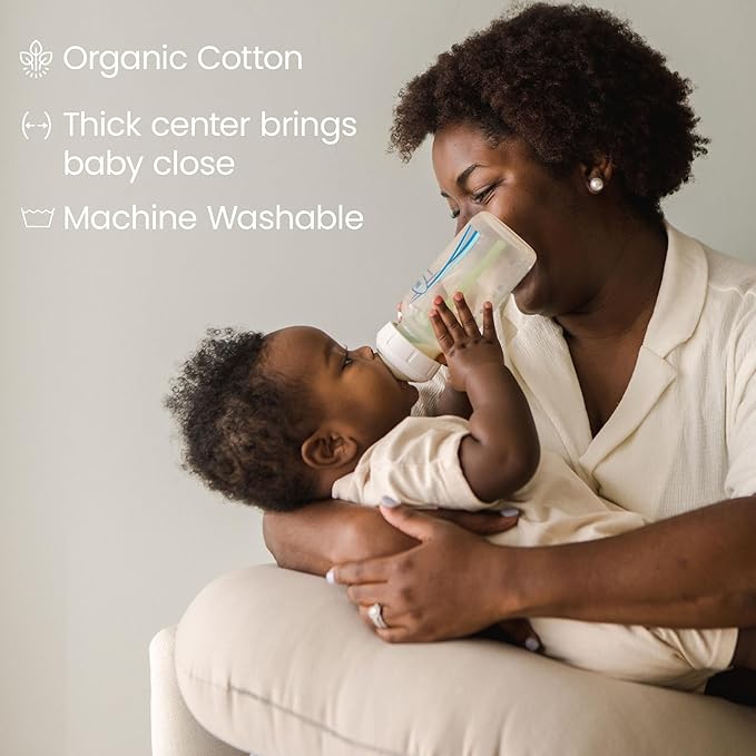 snuggle me Organic Nursing Pillow (New 2025 Design) | Bottle & Breastfeeding Pillow with Organic Cotton Cover & Fiberfill, Machine Washable Feeding Pillow, Newborn Essentials Must Haves (Birch) - v2