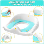 Gimars Upgrade Ultra-Stable 2 In 1 Multifunctional Toddler Potty Seat For Toilet with Setp Stool, Potty Traning Toilet For Boys Girls With Widened Ladder,Comfortable Safe Potty Seat With Handrail,Aqua
