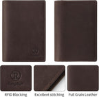 Ringsun Leather Passport Cover for Men Women, RFID Passport Wallet Case Travel Passport Holder for Family