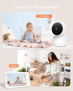 ARENTI Baby Monitor with 2 Cameras, 2K/3MP WiFi 6 Camera and Audio, 5-inch Wireless Screen, Smartphone App, Super Night Vision, Crying Detection, Auto Tracking, Temp&Humidity Sensor (D3 Set)