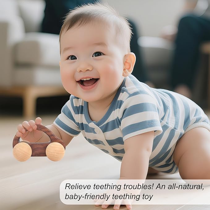 BOXOB Wooden Toys Cars, VehicleToy for Fine Motor Skill Development Wood Baby Push Race Car for Kids Toddlers Baby Boy Girl Birthday Nursery Decor Gift (Color 3)