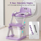 Potty Training Seat, Toddler Toilet Seat for Kids Boys Girls, 2 in 1 Potty Training Toilet for Kids, Splash Guard Anti-Slip Pad Step Stool, Adjust High Potty Chair for Toddler Kid Boys Girls