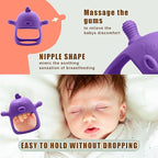 Baby Fruit Food Feeder Breastmilk Popsicle Molds for Teething Relief - 3 Pack Feeding Sets - 1 Freezer Tray with Lid & 1 Teether Toy & 1 Silicone Pacifier + 3 Extra Sizes Infant Feed Mesh (Purple)