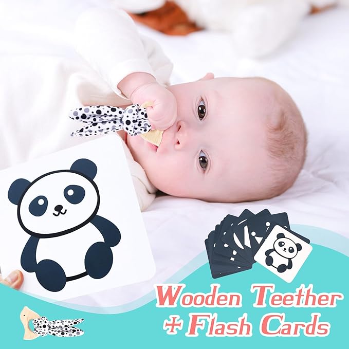 vocheer High Contrast Baby Toys for Newborn, 6 in 1 Black and White Sensory Baby Gift Set for 0-3 Months, 21pcs Montessori Early Educational Learning Kit