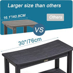 30'' Waterproof Shower Stool, Poly Lumber Shower Bench Seat for Shaving Legs, HDPS Plastic Bath Chair Seat, Non-Slip & No Maintenance, Black, Weight Capacity 700LBS (30 x 13 Inches)