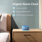 Buffbee Sound Machine & Alarm Clock 2-in-1, 0-100% Clock Face Brightness, Bottom Colored Light, Sleep Timer, Precise 30-Level Volume Control White Noise Machine - Twilight