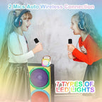 Mini Karaoke Machine for Kids Adults, Portable Bluetooth Speaker with 2 Wireless Microphones, Birthday Toys for Girls Ages 4 5 6 7 8 9 10 11 12+ Years Old Toddler