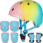 Kids Bike Skateboard Helmet Pad Set,Toddler Cyling Protective Gear Knee & Elbow Pads Wrist Guards for 5-8-10-12-14-16 Years Girls Boys Bicycle Scooter Roller Skate Inline Skating Rollerblading