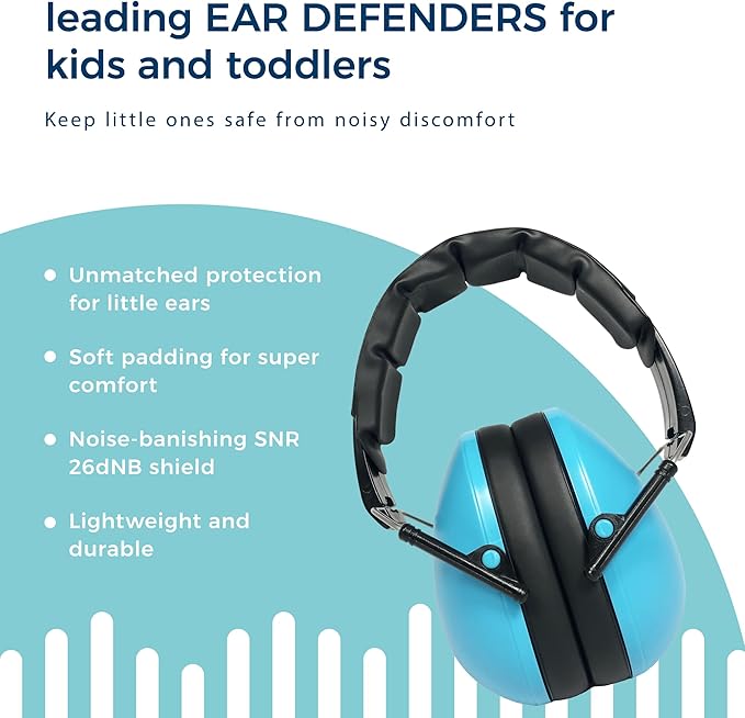 BANZ Kidz Earmuffs 2 Years & Older - Loud Noise Cancelling Kids Headphones & Toddler Ear Muffs, Size Adjustable