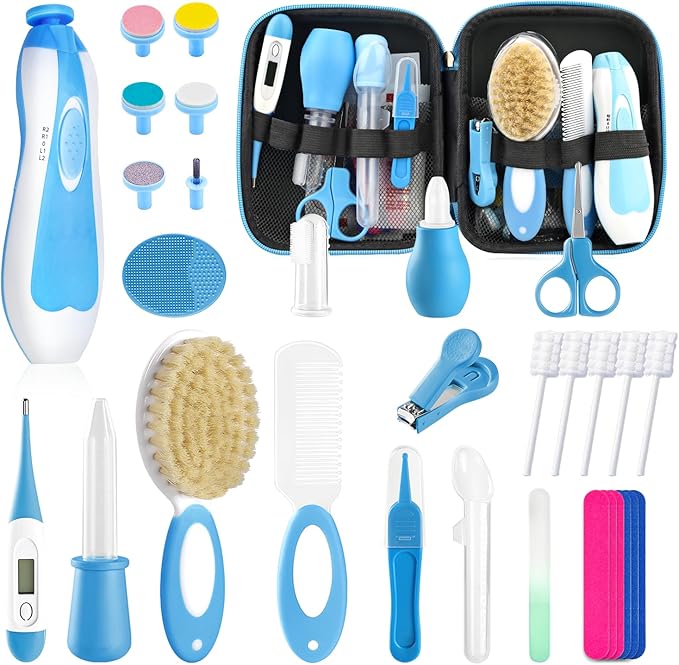 Baby Healthcare and Grooming Kit for Newborn Kids, 31PCS Upgraded Safety Baby Care Kit, Newborn Nursery Health Care Set, Baby Electric Nail Filer Kit, Infant Baby Care Products