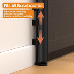 Retractable Baby Gates - 200" Extra Wide Retractable Dog Gate, 42" Extra Tall Mesh Gate Pet Gate with Support Rods, Long Child Safety Gate for Stairs Doorways Indoor Outdoor Large Openings - Black