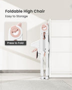 Foldable High Chair with Soft Cushion, High Chairs for Babies and Toddlers, Height Adjustable Feeding Chair, Adjustable Backrest and Footrest, Lockable Wheels, Star Pink