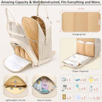Diaper Bag Backpack for Women with Changing Pad, Baby Bag with Insulated Pockets Multifunctional Diaper Bags For Baby Girl Boy Waterproof Baby Bags For Boys Girls Maternity Bag Beige