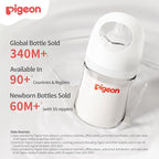 Pigeon Glass Nursing Bottle Wide Neck, Anti-Colic, Streamlined Body, Natural Feel, Easy to Clean, Heat-Resistant, 5.4 Oz(Pack of 2), Includes 2pcs SS Nipples (0m+)