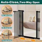 Fairy Baby 40.5" Extra Tall Baby Gate No Drill, 54.8"-60.2" Extra Wide Dog Pet Gate, Safety Child Toddler Gate, Metal Tension Auto Close No Climb Fence Barrier Pet Cat Gate for Stairs Doorway, Black
