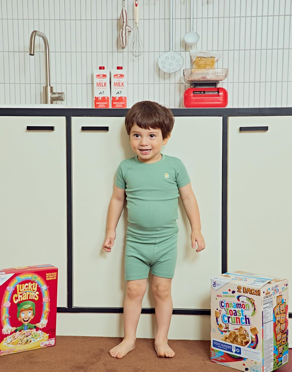 moimoln Pajamas Set 6M-5Y Solid Ribbed Unisex Baby & Toddler, Soft Viscose, Snug-Fit, Everyday Sleepwear