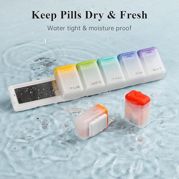 Weekly Pill Organizer Magnetic, Removable Pill Box 7 Day 1 Time a Day, Large Pill Case Travel, Week Once Daily Medication Dispenser, Medicine Container Holder for Supplement Vitamin, White