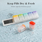 Weekly Pill Organizer Magnetic, Removable Pill Box 7 Day 1 Time a Day, Large Pill Case Travel, Week Once Daily Medication Dispenser, Medicine Container Holder for Supplement Vitamin, White