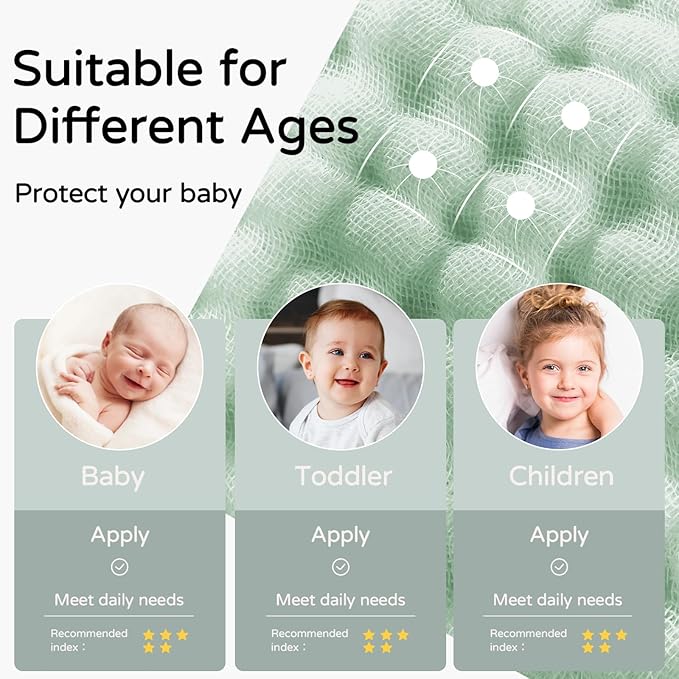 Yoofoss Hooded Baby Towels for Newborn 2 Pack 100% Muslin Organic Cotton Baby Bath Towel with Hood for Babies, Infant, Toddler and Kids, 32x32Inch, Soft and Absorbent Newborn Essential,Apricot&Green