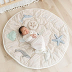 Crane Baby Activity Mat, Interactive Baby Play Mat for Boys and Girls, Sea Life, 36" x 36", Stimulating Baby Toys & Mirror, Infant Play Mat, Tummy Time Baby Floor Mat, Kids Play Mat, Tummy Time Mat