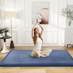 Baby Play Mat for Floor Tummy Time Nursery Muscle Mat Area Rug Playroom Rug Tatami 79"x118" Memory Foam 1.3" Thick Crawling For Babies,Toddlers, Infants, Kids,Floor(Blue)