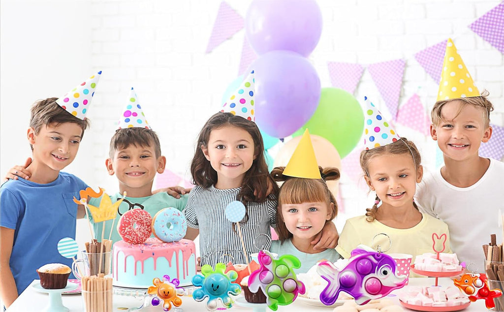 12 Packs Bulk Backpack Mini pop Keychain, for Boys and Girls Kids Birthday Party Favors Supplies Summer Students Gifts Prize