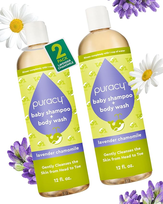 Puracy Baby Shampoo & Body Wash for Children - Pure Ingredients with 12 Fruit & Vegetable Extracts for Silky Smooth Skin, Gentle Lavender Chamomile Aroma, Baby Shampoo, Baby Body Wash 12 Oz (2-Pk)