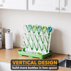 SpaceAid Baby Bottle Drying Rack with 20 Hooks, Space Saving Kitchen Bottles Rack Dryer, Vertical Baby Bottle Holder Organizer for Countertop Storage Accessories (White and Green)