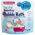 TruKid Bubble Podz Bubble Bath for Kids, Toddlers, & Babies, Tear Free Gentle & Refreshing Bath Bomb for Sensitive Skin with Natural Moisturizers, Non-Toxic, pH Balanced, Watermelon Scent (24 Podz)