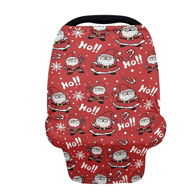 Binienty Christmas Santa Claus Nursing Cover for Moon Christmas Decor Soft Lightweight Car Seat Canopy Multi Use Breastfeeding Covers Breathable and Comfy