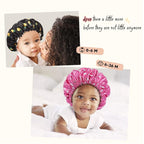 YANIBEST Baby Satin Bonnet Sleep Cap - Double Layer Reversible Adjustable Silky Satin Cap for Infant Toddler(0-6 Months,Black)