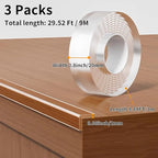 Edge Protector Strip for Furniture,Table Corner Protectors,0.8in x 9.84Ft,3 Rolls,Cabinet Bumpers,Clear Soft Corner Guards,Wall Corner Protector,Safe for Proof