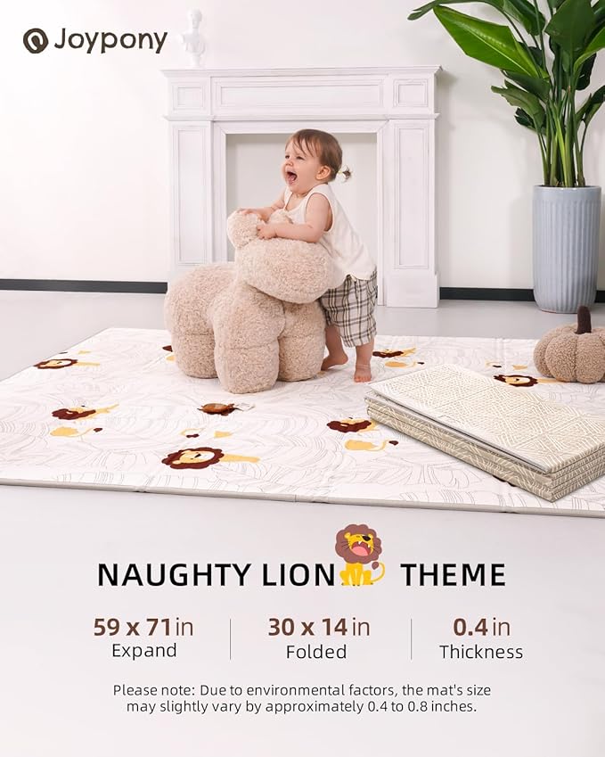 Baby Play Mat 59x71 Inch, 2 in 1 Fabric & XPE Dual-Sided Design Foldable Play Mats for Babies and Toddlers, Waterproof & Anti-Slip Baby Mat for Floor, Portable Baby Foam Crawling Mat with Travel Bag