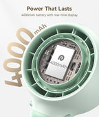 Dreamegg Portable Stroller Fan - 4000mAh Rechargeable Baby Stroller Fan With LED Display, Night Light, Hidden Blade, Detachable 4 Speed 360°Rotate, Handheld Cooling for Crib,Travel, Car Seat(Green)