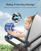 6000mAh Misting Fan for Stroller, 3 Speeds Portable Clip Fan with Intermittent/Continuous Spray, 14H Cooling, Detachable Mount, Timer & Night Light for Baby (100ML Water Tank)-Darblue