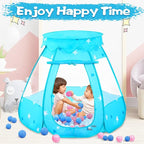 Baby Ball Pit for Toddler with 50 Balls, Kids Pop Up Play Tent for Girls, Princess Toys for Children Indoor & Outdoor Playhouse with Carry Bag (Bule: Pink/White/Babyblue, 109x90cm/50 Balls)