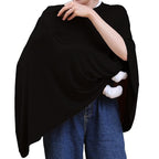 Nursing Cover for Breastfeeding, 360°Full Coverage Nursing Poncho, Rayon Soft & Breathable Breastfeeding Cover up (Smooth Rayon, Black)