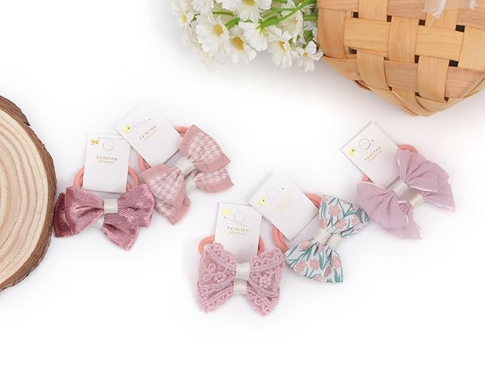 Boutique Baby Bow Hair Accessories - 20 Pcs 1.2 Inch Elastics Ponytail Holders with Bows for Toddlers and Little Girls (Set-A)