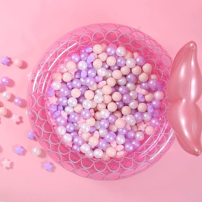 GOGOSO Pink and Purple Star Pit Balls for GirlsToddlers for Playhouse, Baby Pool, Play Ball Fun Centers, for Babies, Kids, Toddlers 1-3, Phthalate Free BPA Free