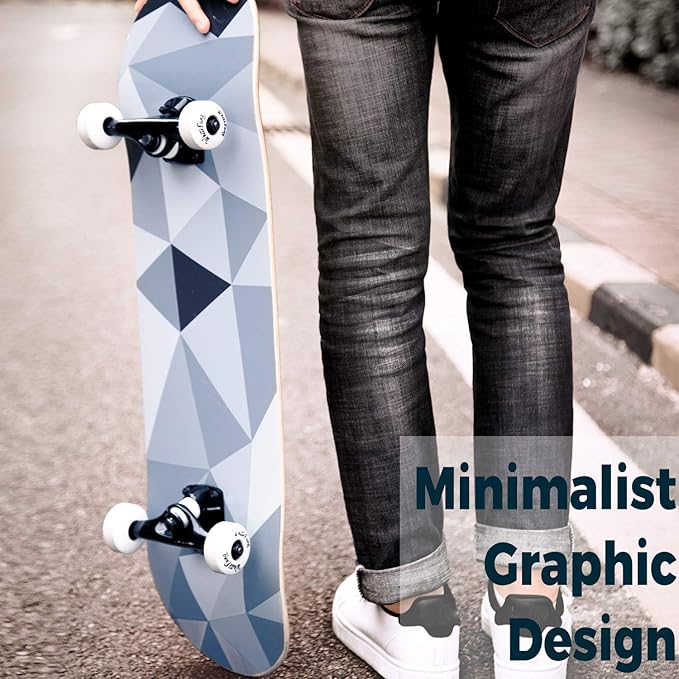 WhiteFang Skateboards for Beginners, Complete Skateboard 31 x 7.88, 7 Layer Canadian Maple Double Kick Concave Standard and Tricks Skateboards for Kids and Beginners