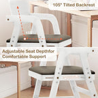 Solid Wood High Chair for Toddlers to Teens, Adjustable Height Toddler Dining Chair, Easy to Clean Toddler Highchair with Removable PU Cushion for Dining, Studying, Step Tool, White
