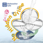 Stainless Steel Suction Plates for Toddlers, 9" Divided Kids Baby Plates with Removable Silicone Suction, Non Toxic Non Slip Portion Control Snack Dishes 4 Packs, Blue Gray Navy Sage