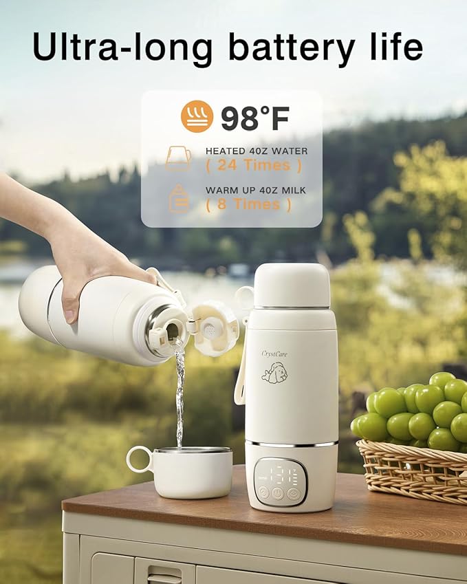 Portable Milk Warmer for Travel,Dual Heating Modes for Breast Milk & Water, Portable Bottle Warmer with Fast Heating,16000mAh Long Battery Life for Baby on The Go,17 Oz for Travel