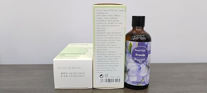 PHATOIL 3.38FL.OZ Freesia Fragrance Oils for Aromatherapy, Essential Oils for Diffusers for Home, Perfect for Diffuser, DIY Candle and Soap Making, DIY Scented Products - 100ml