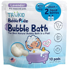 TruKid Bubble Podz Bubble Bath for Kids, Toddlers, & Babies, Tear Free Gentle & Refreshing Bath Bomb for Sensitive Skin with Natural Moisturizers, Non-Toxic, pH Balanced, Lavender Scent (10 Podz)