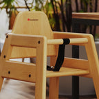 Foundations Neat Seat Wood Highchair for Restaurants, Easy to Clean, “No-tip” Feet, 3-point Safety Harness, Durable Hardwood, Small Footprint, Stackable (Natural)